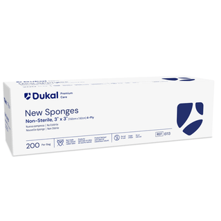 DUKAL NEW SPONGES - Sponge, 3" x 3", Non-Woven New Sponge, Sterile, 4-Ply, 2/pk, 25 pk/bx, 48 bx/cs | Quantity - 1x CS