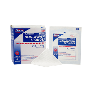 DUKAL CLINISORB NON-WOVEN SPONGES - Clinisorb Non-Woven Sponge, 4" x 4", 4-Ply, Sterile, 2/pk, 50 pk/bx, 12 bx/cs (36 cs/plt) | Quantity - 1x CS