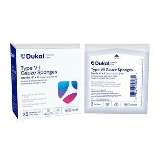 DUKAL CALIBER GAUZE SPONGES - Gauze Sponge, Type VII, Sterile, 4" x 4", 12-Ply, 2/pk, 25 pk/bx, 24 bx/cs (28 cs/plt) | Quantity - 1x CS