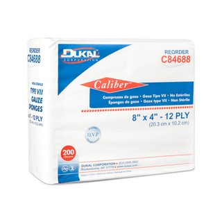 DUKAL CALIBER GAUZE SPONGES - Gauze Sponge, Type VII, Sterile, 4" x 4", 12-Ply, 2/pk, 25 pk/bx, 24 bx/cs (28 cs/plt) | Quantity - 1x CS