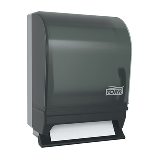 ESSITY TORK HAND TOWEL DISPENSERS - Hand Towel Roll Dispenser, Push-Bar Auto Transfer, Universal, Smoke/ Gray, H21, Metal/ Plastic, 15.8" x 8.8" (81 cs/plt) | Quantity - 1x EA