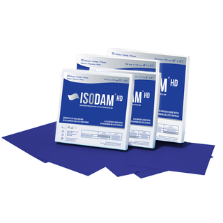 FOUR D RUBBER ISODAM HD ROYAL BLUE POLYISOPRENE DENTAL DAM - Isodam HD 6" x 6" Medium, Latex-free, Royal Blue. 15 pieces/bx | Quantity - 1x CT