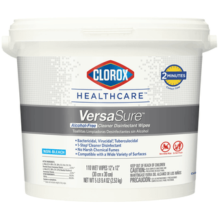 CLOROX VERSASURE CLEANER DISINFECTANT WIPES - Clorox Healthcare VersaSure Cleaner Disinfectant Wipes, 12" x 12", 110/tub, 2 tub/cs (50 cs/plt) | Quantity - 1x CS