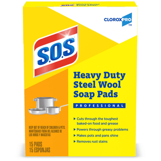 CLOROX MANUAL CLEANING TOOLS - CloroxPro S.O.S Steel Wool Soap Pads, 15 ct, 12/cs | Quantity - 1x CS