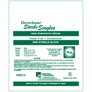 INNOVATIVE DERMASSIST POWDER-FREE STERILE LATEX EXAM GLOVES - Gloves, Exam, X-Large (9 - 10), Latex, Sterile, Powder-Free (PF), Pairs, 50 pr/bx, 4 bx/cs | Quantity - 1x CS
