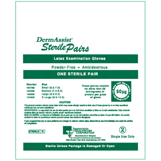 INNOVATIVE DERMASSIST POWDER-FREE STERILE LATEX EXAM GLOVES - Gloves, Exam, X-Large (9 - 10), Latex, Sterile, Powder-Free (PF), Pairs, 50 pr/bx, 4 bx/cs | Quantity - 1x CS