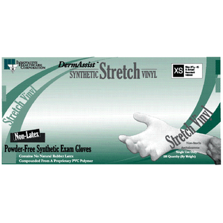 INNOVATIVE DERMASSIST STRETCH VINYL EXAM GLOVES - Gloves, Exam, Medium (7 - 8), Stretch Vinyl, Non-Sterile, PF, Smooth, 100/bx, 10 bx/cs (75 cs/plt) | Quantity - 1x CS