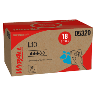 KIMBERLY-CLARK UTILITY WIPES - Wypall L10 Utility Wipes, White, 12" x 10", 125/bx, 18 bx/cs  | Quantity - 1x CS