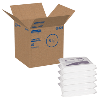 KIMBERLY-CLARK KIMTECH WIPERS - KIMTECH PURE W5 Critical Task Wiper, White, 9" x 9", 100/bg, 5 bg/cs  | Quantity - 1x CS