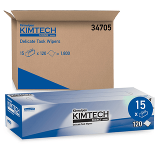 KIMBERLY-CLARK DELICATE TASK WIPES - Kimtech Sciences Kaydry, 2-Ply, 11.8" X 11.8", White, 120/pk, 15pk/cs  | Quantity - 1x CS