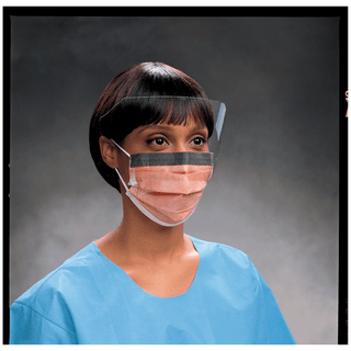 HALYARD FLUIDSHIELD FACE MASKS - Fluidshield Fog-Free Surgical Mask with Ties, Level 3, Wraparound Visor, Orange, 25/pkg, 4 pkg/cs  | Quantity - 1x CS