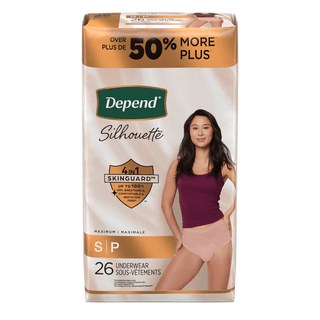 KIMBERLY-CLARK DEPEND SILHOUETTE MAXIMUM BRIEFS - Silhouette Underwear, Female, Max Absorbency, Pink, Large, 12/pk, 2pk/cs  | Quantity - 1x CS