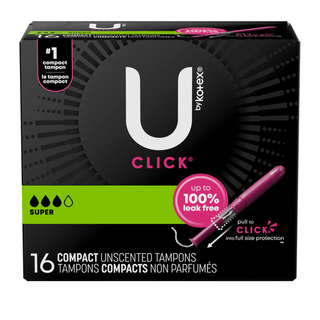 KIMBERLY-CLARK FEMININE CARE PRODUCTS - U by Kotex Tampon, Super Premium, Regular Absorbency, Click Compact, 16/pk, 8 pk/cs  | Quantity - 1x CS