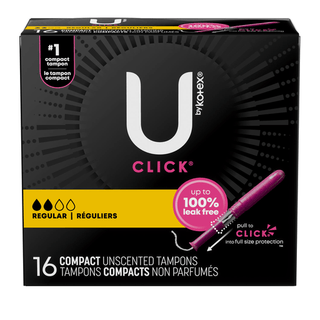 KIMBERLY-CLARK FEMININE CARE PRODUCTS - U by Kotex Tampon, Super Premium, Regular Absorbency, Click Compact, 16/pk, 8 pk/cs  | Quantity - 1x CS
