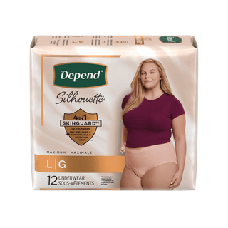 KIMBERLY-CLARK DEPEND SILHOUETTE MAXIMUM BRIEFS - Silhouette Underwear, Female, Max Absorbency, Pink, Large, 12/pk, 2pk/cs  | Quantity - 1x CS