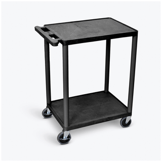 LUXOR UTILITY CARTS - Cart, Two Shelves, Foam Plastic, Gray, 24"W x 18"D x 33.5"H, (4) 4" Heavy Duty Casters (2 with Locking Brakes), Maximum Weight Capacity 400lbs (DROP SHIP ONLY) | Quantity - 1x EA