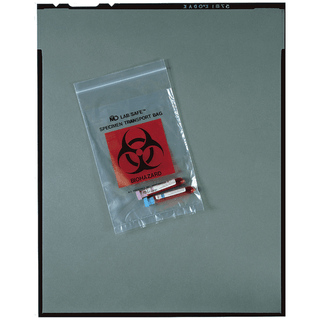 MEDEGEN LAB SAFE LABORATORY SPECIMEN COLLECTION BAGS - Collection Bag, 6" x 9", Zip Closure, Economy, Biohazard Black/ Red Print, 1000/cs | Quantity - 1x CS