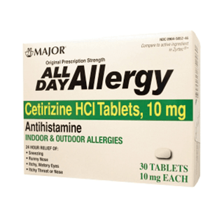MAJOR ALLERGY TABLETS - All Day Allergy, 24 Hour, 30s, Compare to Zyrtec, 24/cs, NDC# 00904-6717-46  | Quantity - 1x CS