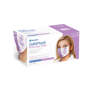 MEDICOM SAFE+MASK PREMIER ELITE EARLOOP MASK - Earloop Mask, ASTM Level 3, Lavender, 50/bx, 10 bx/cs | Quantity - 1x CS