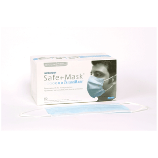 MEDICOM SAFEMASK TAILORMADE - Procedure Earloop Mask with Chin Wire, ASTM LEVEL 1 Low Barrier, Blue, 50/bx, 10 bx/cs | Quantity - 1x CS