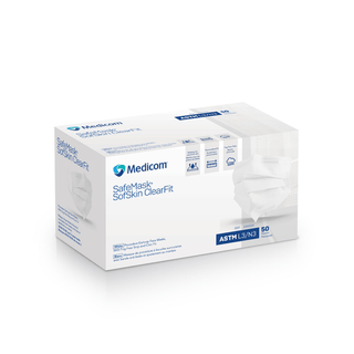 MEDICOM SAFEMASK SOFSKIN LEVEL 3 - Earloop Mask, Sofskin ClearFit, Fog-Free Strip + Adjustable Chin & Nose Piece, ASTM Level 3, White, 50/bx, 10 bx/cs | Quantity - 1x CS