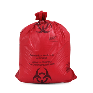MEDEGEN AUTOCLAVABLE BIOHAZARD BAGS - Biohazard Waste Bag, 14" x 19", Red/ Black, 2 mil, 3-4 Gal, 500 rl/cs | Quantity - 1x CS