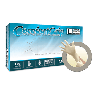 ANSELL MICROFLEX COMFORTGRIP POWDER-FREE LATEX EXAM GLOVES - Exam Gloves, PF Latex, Textured, Large, 100/bx, 10 bx/cs (60 cs/plt)  | Quantity - 1x CS