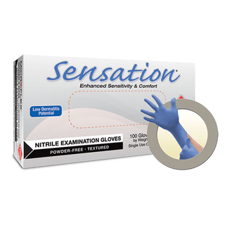 ANSELL MICROFLEX SENSATION POWDER-FREE NITRILE EXAM GLOVES - Exam Gloves, PF Nitrile, Textured Fingers, Blue, Medium, 100/bx, 10 bx/cs  | Quantity - 1x CS