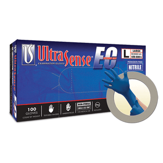 ANSELL MICROFLEX ULTRASENSE EC POWDER-FREE NITRILE EXAM GLOVES - Exam Gloves, PF Nitrile, Extended Cuff, Textured Fingers, Blue, Small, 100/bx, 10 bx/cs  | Quantity - 1x CS