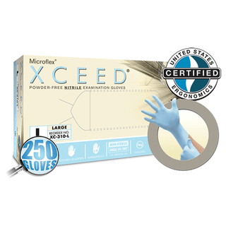 ANSELL MICROFLEX XCEED POWDER-FREE NITRILE EXAM GLOVES - Exam Gloves, PF Nitrile, Textured Fingertips, Blue, Large, 250/bx, 10 bx/cs (60 cs/plt)  | Quantity - 1x CS