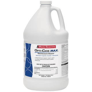 MICRO-SCIENTIFIC OPTI-CIDE MAX DISINFECTANT CLEANER - Opti-Cide Max Disinfectant Cleaner, 1 Gallon, 4/cs  (36 cs/plt) (HAZMAT Fees Apply, cannot ship via Air or to AK, GU, HI, MP, PR, VI) | Quantity - 1x CS