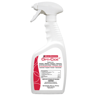 MICRO-SCIENTIFIC OPTI-CIDE3 DISINFECTANT - Opti-Cide3 Disinfectant, 24 oz Spray Bottle, 12/cs (Contenental US Only) (HAZMAT Fees Apply, cannot ship via Air or to AK, GU, HI, MP, PR, VI) (60 cs/plt) | Quantity - 1x CS