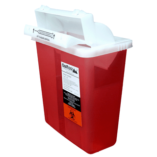 OAK RIDGE SHARPS CONTAINER - Sharps Container, 5.4 Quart, Red Base/ Translucent Rotary Lid, BD Style, 20/cs | Quantity - 1x CS