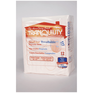 PRINCIPLE BUSINESS TRANQUILITY SLIMLINE BREATHABLE DISPOSABLE BRIEFS - Breathable Briefs, X-Large Adult, 56"-64", 23.7 fl oz Capacity, 12/pk, 6 pk/cs  (To Be DISCONTINUED) | Quantity - 1x CS