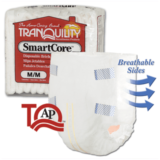 PRINCIPLE BUSINESS TRANQUILITY SMARTCORE DISPOSABLE BRIEFS - Brief, Medium Adult, 32"-44", 24.0 fl oz Capacity, 12/pk, 8 pk/cs  | Quantity - 1x CS