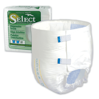 PRINCIPLE BUSINESS SELECT DISPOSABLE BRIEFS - Brief, Medium, 32"-44" W/H, Capacity 15.8 fl oz, White, 12/bg, 8 bg/cs (24 cs/plt)  (To Be DISCONTINUED) | Quantity - 1x CS