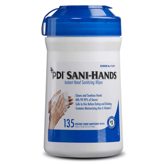 PDI SANI-HANDS INSTANT HAND SANITIZING WIPES - Instant Hand Sanitizing Wipe, Large, 6" x 7", 220/can, 6 can/cs (50 cs/plt)  (HAZMAT Fees Apply, cannot ship via Air or to AK, GU, HI, MP, PR, VI) | Quantity - 1x CS