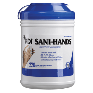 PDI SANI-HANDS INSTANT HAND SANITIZING WIPES - Instant Hand Sanitizing Wipe, Large, 6" x 7", 220/can, 6 can/cs (50 cs/plt)  (HAZMAT Fees Apply, cannot ship via Air or to AK, GU, HI, MP, PR, VI) | Quantity - 1x CS