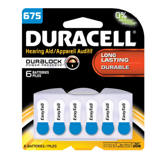 DURACELL HEARING AID BATTERY - Battery, Zinc Air, Size 675, 6pk, 6 pk/bx, 6bx/cs (UPC# 66126) (Products are not for Private Household Markets; Products cannot be sold on Amazon.com or any other 3rd party site) | Quantity - 1x CS