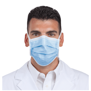 SULTAN COM-FIT SUPER HIGH FILTRATION FLUID RESISTANT MASKS - High Filtration Ear Loop Mask with Face Shield, Blue, 25/bx | Quantity - 1x BX
