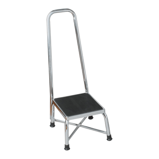 DUKAL TECH-MED FOOTSTOOLS - Footstool w/ Hand Rail, Bariatric, Chrome, 11" x 14" Platform, 700 lb Weight Capacity | Quantity - 1x EA