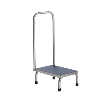 UMF MEDICAL STEP STOOL - Step Stool, 1-Step with Handrail, Stainless Steel, 18"W x 7 5/8"H x 12"D, handrail 36"H (DROP SHIP ONLY) | Quantity - 1x EA