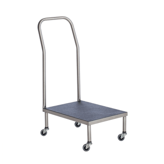 UMF MEDICAL STEP STOOL - Step Stool, 1-Step with Handrail, Stainless Steel, 18"W x 7 5/8"H x 12"D, handrail 36"H (DROP SHIP ONLY) | Quantity - 1x EA