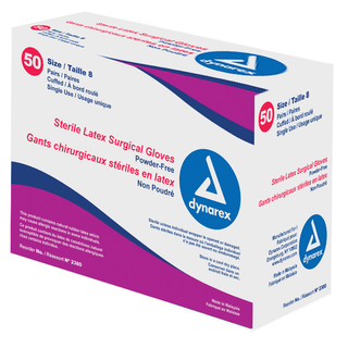 DYNAREX LATEX POWDER FREE SURGEONS' GLOVES - Surgeons Glove, Sterile, Powder Free (PF), Size 9.0, Latex, Pairs, 50 pr/bx, 4 bx/cs | Quantity - 1x CS
