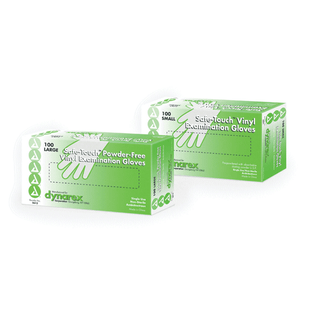 DYNAREX SAFE-TOUCH VINYL EXAM GLOVES - Exam Gloves, Small, Powder Free (PF), 100/bx, 10 bx/cs | Quantity - 1x CS