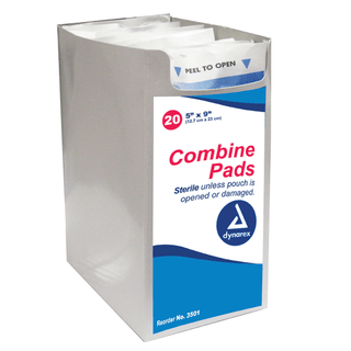 DYNAREX SECURE ABDOMINAL COMBINE PADS - Combine Pad, 8" x 10", Non-Sterile, Bulk, 432/cs | Quantity - 1x CS
