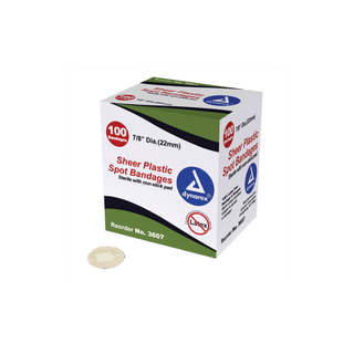 DYNAREX SPOT BANDAGES - Bandage, Sheer Spot 7/8" Dia, 100/bx, 48 bx/cs | Quantity - 1x CS