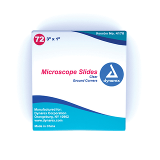 DYNAREX MICROSCOPE SLIDES & COVER GLASS - Microscope Slides, Frosted, Corner Grounded, 3" x 1", 72/bx, 20 bx/cs | Quantity - 1x CS