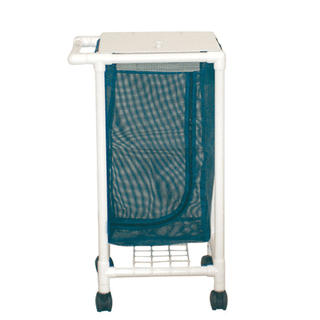 MJM LINEN HAMPERS "200" SERIES - Double Hamper, Mesh Bags (33 Gal Capacity, Plastic Bag) 3" Heavy Duty Threaded Stem Casters, Zipper Opening, Base Support for bag, Push/ Pull Handle & Footpedal | Quantity - 1x EA