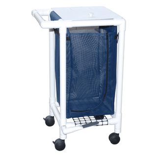 MJM LINEN HAMPERS "200" SERIES - Double Hamper, Mesh Bags (33 Gal Capacity, Plastic Bag) 3" Heavy Duty Threaded Stem Casters, Zipper Opening, Base Support for bag, Push/ Pull Handle & Footpedal | Quantity - 1x EA